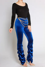 Load image into Gallery viewer, Blue Velvet Ruched Pants
